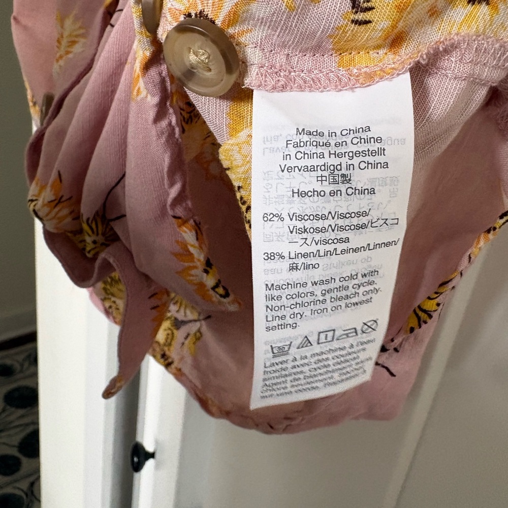 Madewell Pink and Yellow Floral Button-Front Top - Picture 4 of 5